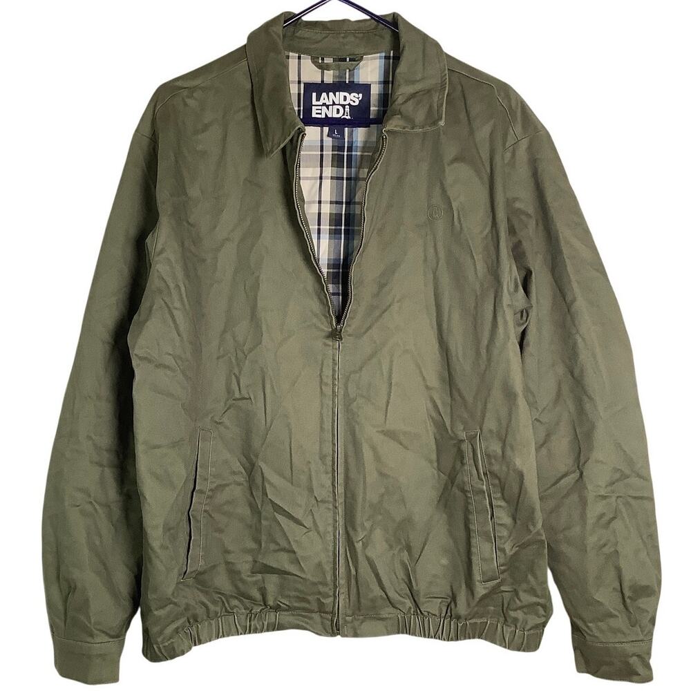 Lands' End Men's L Moss Green Vintage Harrington Full-Zip Bomber Jacket HR12-5